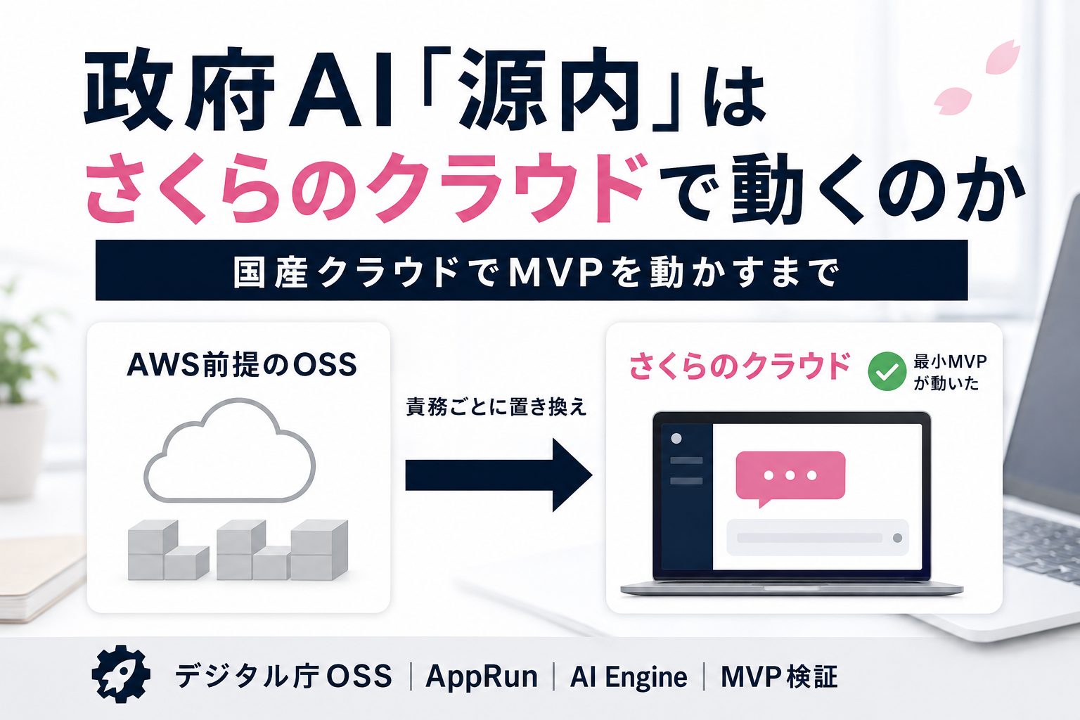 政府AI「源内」はさくらのクラウドで動くのか。国産クラウドでMVPを動かすまで — 記事アイキャッチ画像