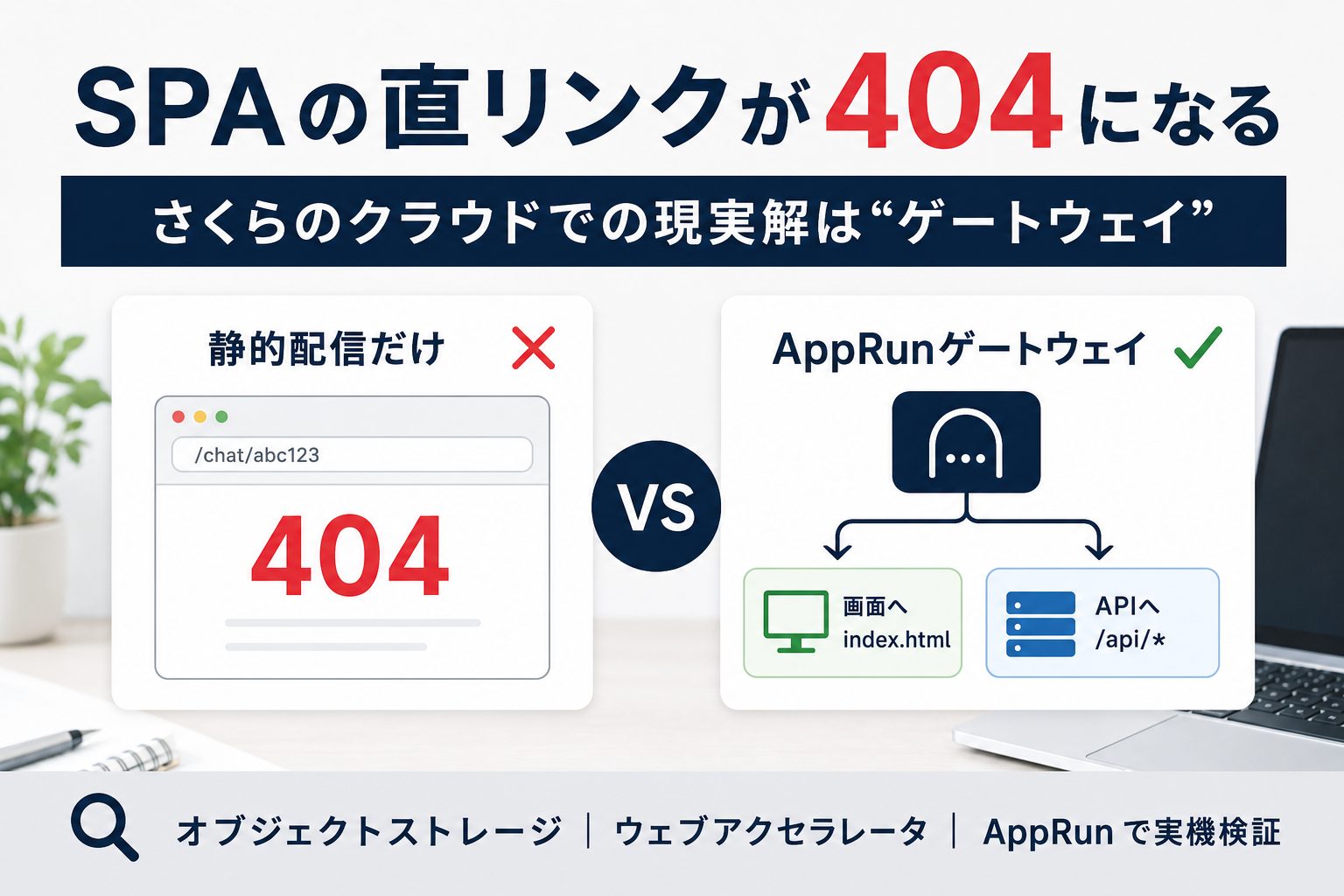 さくらのクラウドにCloudFrontの「あの404対策」はない — SPA deep linkの壁とAppRunゲートウェイという現実解